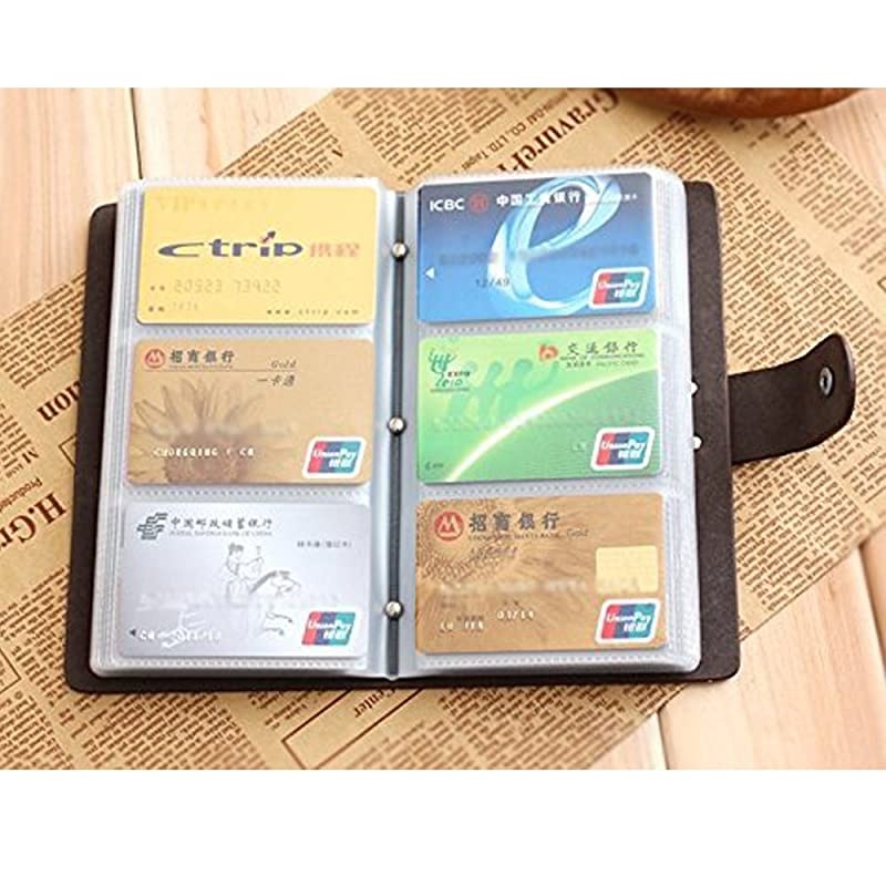 Leather Credit Card Holder Business Card Case Book Style 90 Count Name ID Card Holder Book (Tan)