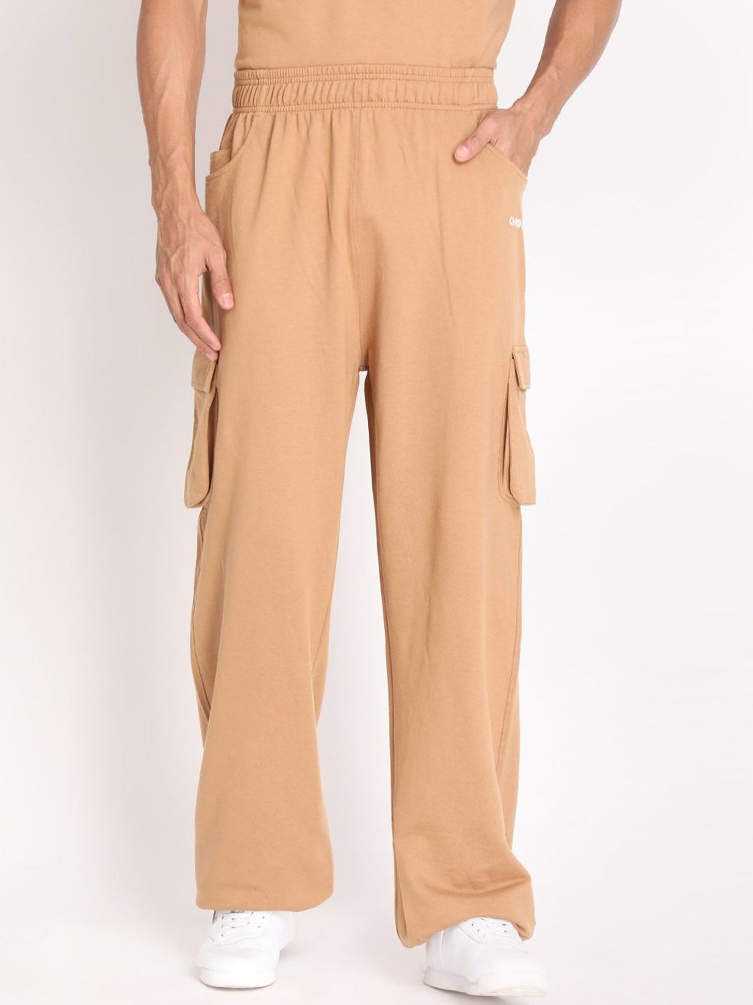 Chkokko Camel Cotton Relaxed Fit Track Pants