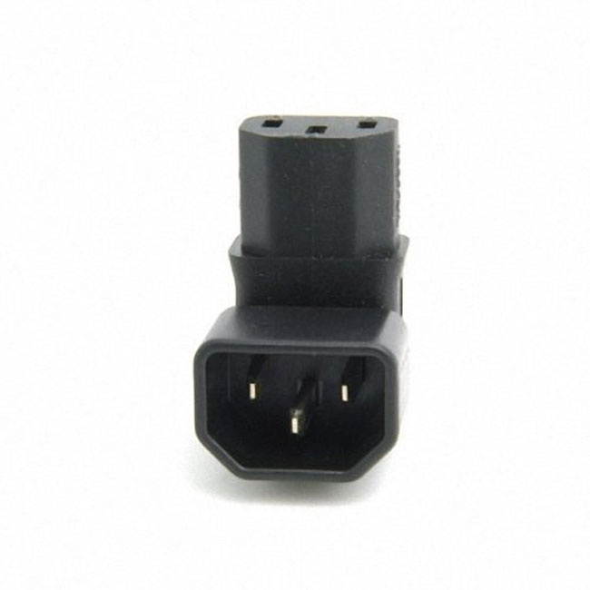 Cablecc  IEC Male C14 to Down Right Angled 90 Degree IEC Female C13 Power Extension Adapter