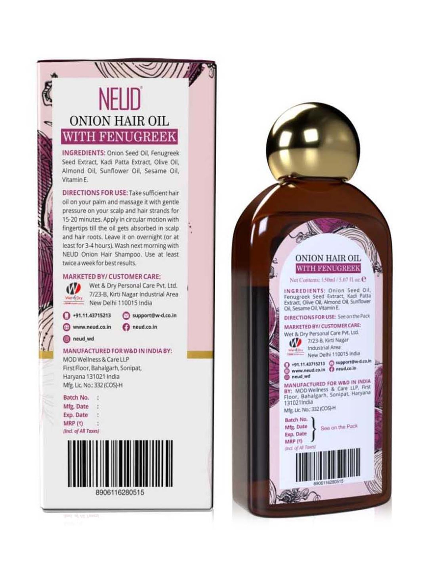 Neud Premium Onion Hair Oil With Fenugreek - 150 ml