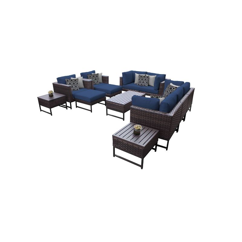 Barcelona 12pc Patio Sectional Seating Set with Cushions - Navy - TK Classics