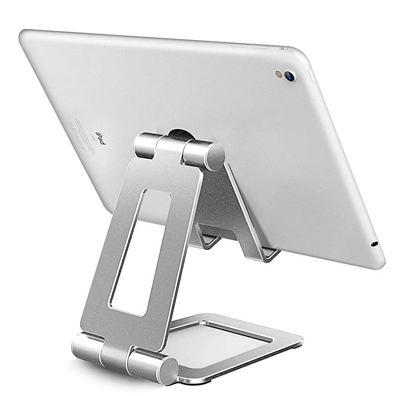 iPad Stand, Tablet Stand Holders, Cell Phone Stands, iPhone Stand, Nintendo Switch Stand, iPad Pro Stand, iPad Mini Stands and Holders for Desk (4-10 inch) (Silver)