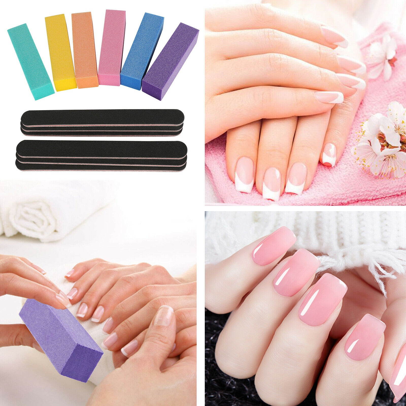 12pcs Nail Art Tips Sandpaper Block Buffer Buffing Manicure File Polish Sponge