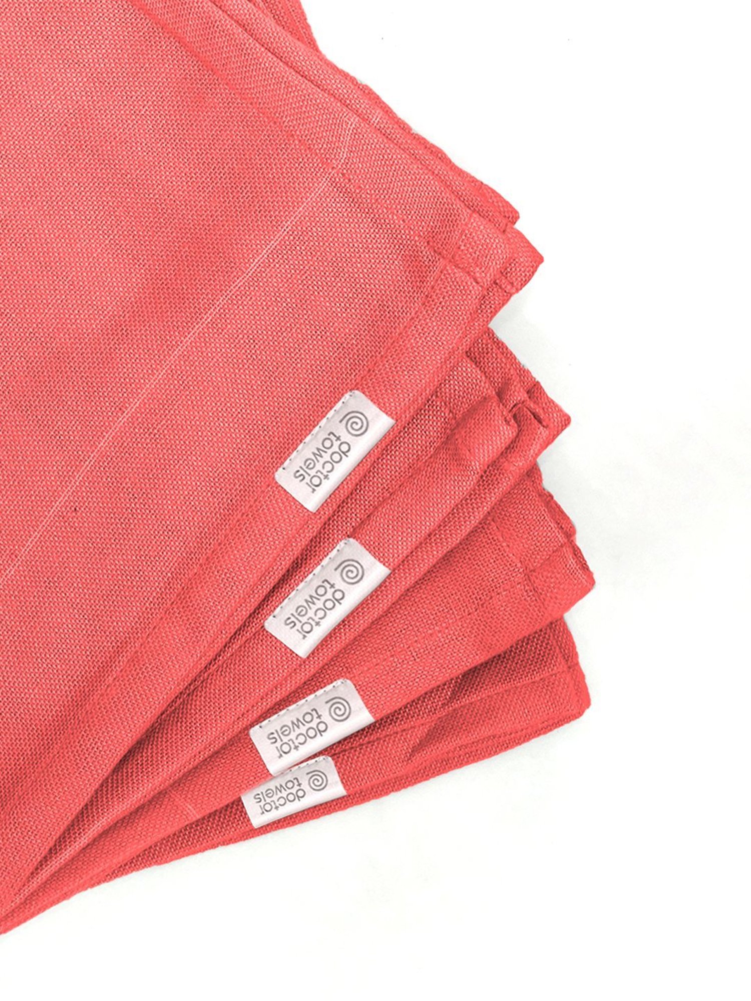 Doctor Towels Aloevera Double Cloth Textured Red 350 GSM Viscose Face Towel (Set of 4)