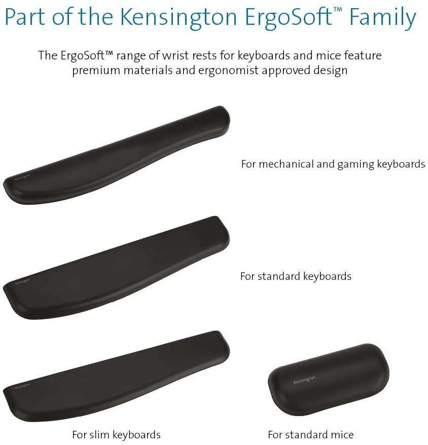 Kensington ErgoSoft Wrist Rest for Standard Mouse, Black (K52802WW)