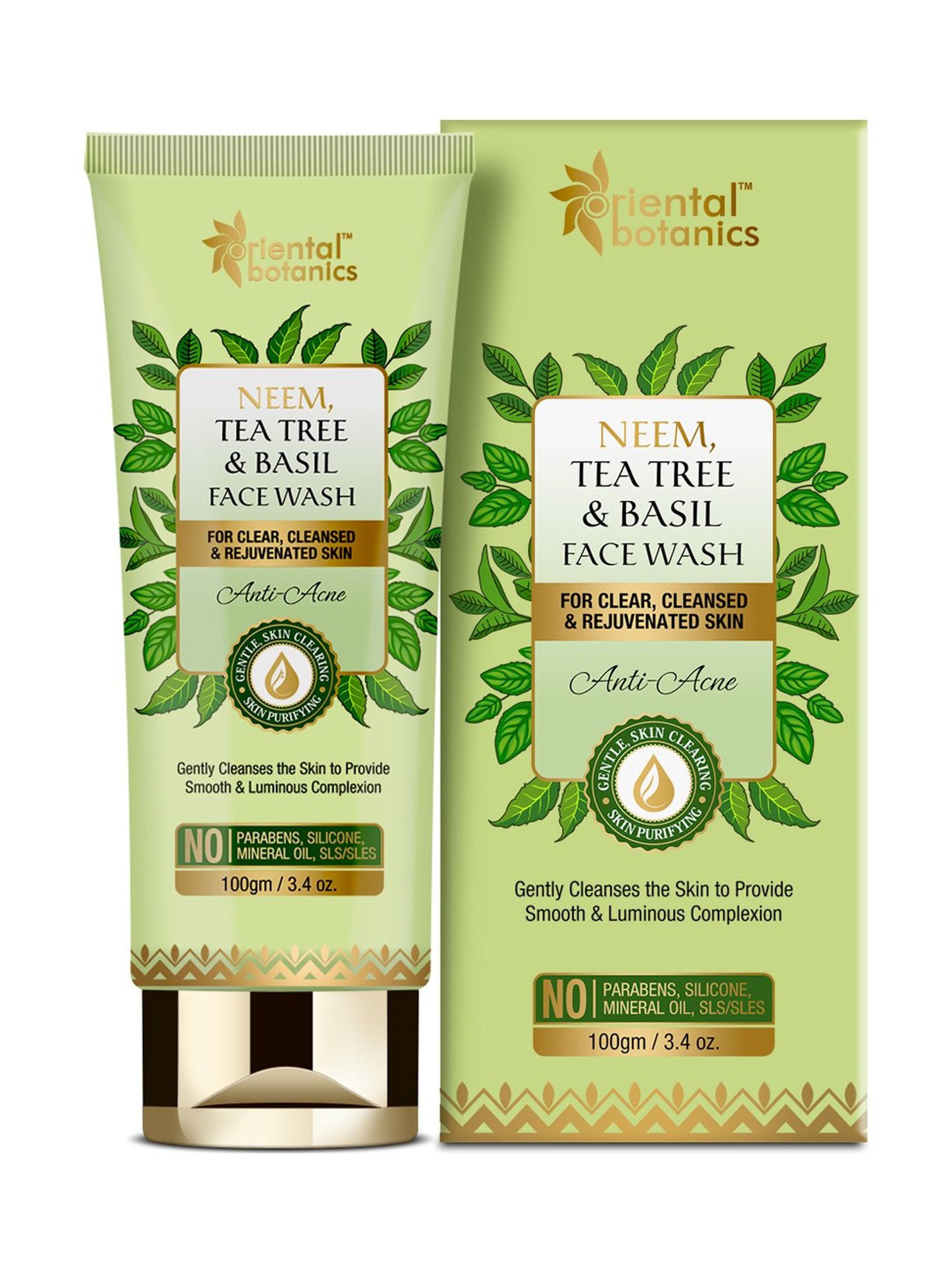 Oriental Botanics Neem - Tea Tree And Basil Anti Acne Face Wash - 100 ml