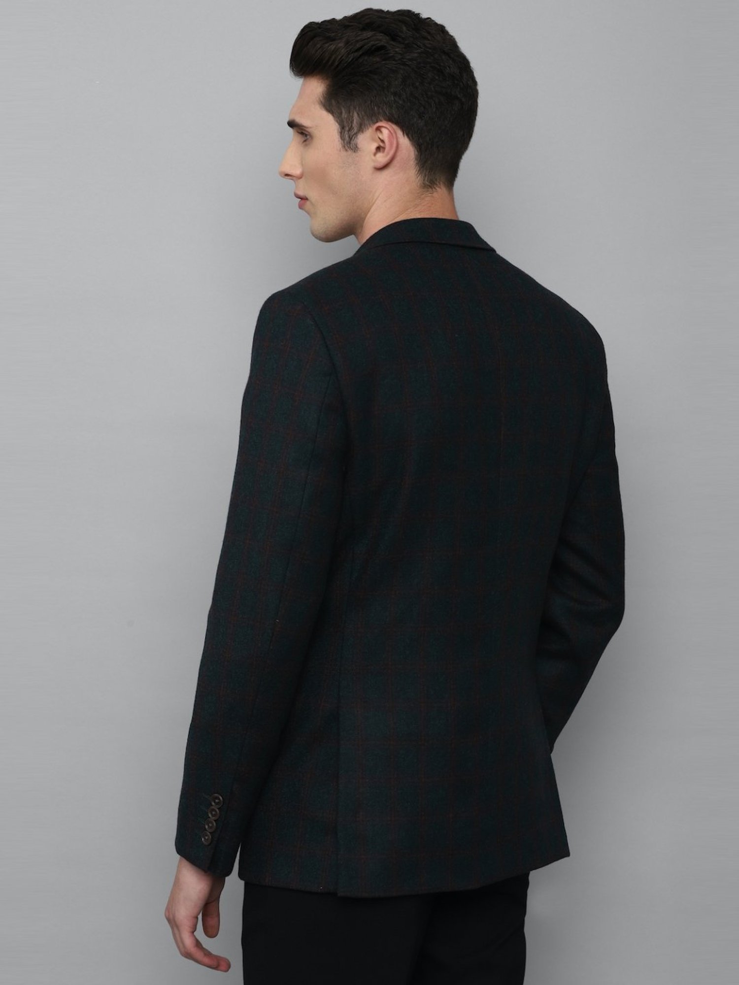 Louis Philippe Green Regular Fit Checks Blazer