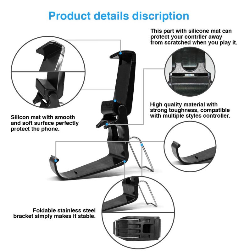 Dainslef Xbox/Xbox One Controller Phone Mount, Xbox Controller Holder for Phones, Cellphone Clip, Foldable ClampFor Microsoft Xbox One/Xbox One S/Steelseries Nimbus Duo(Clip Only)