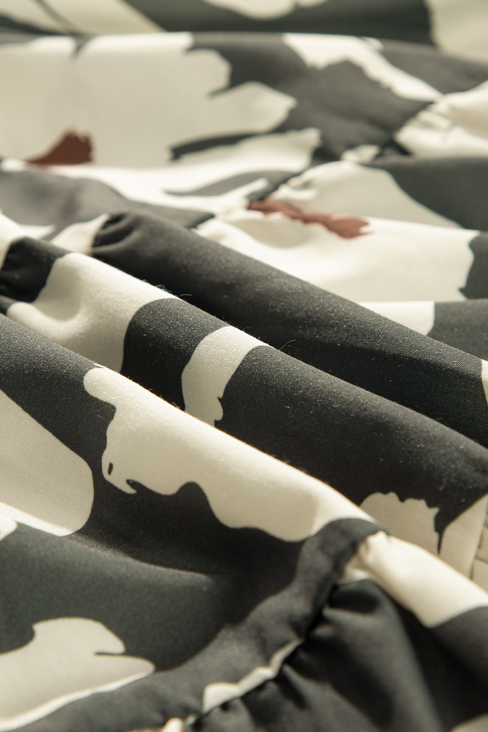 White Frill Mock Neck Sleeveless Tiered Floral Dress