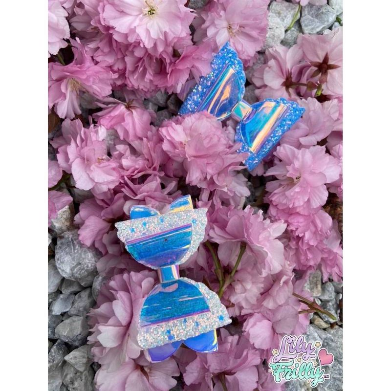 Lily Frilly Glitzy Mermaid Clips - Blue/White - 2pk