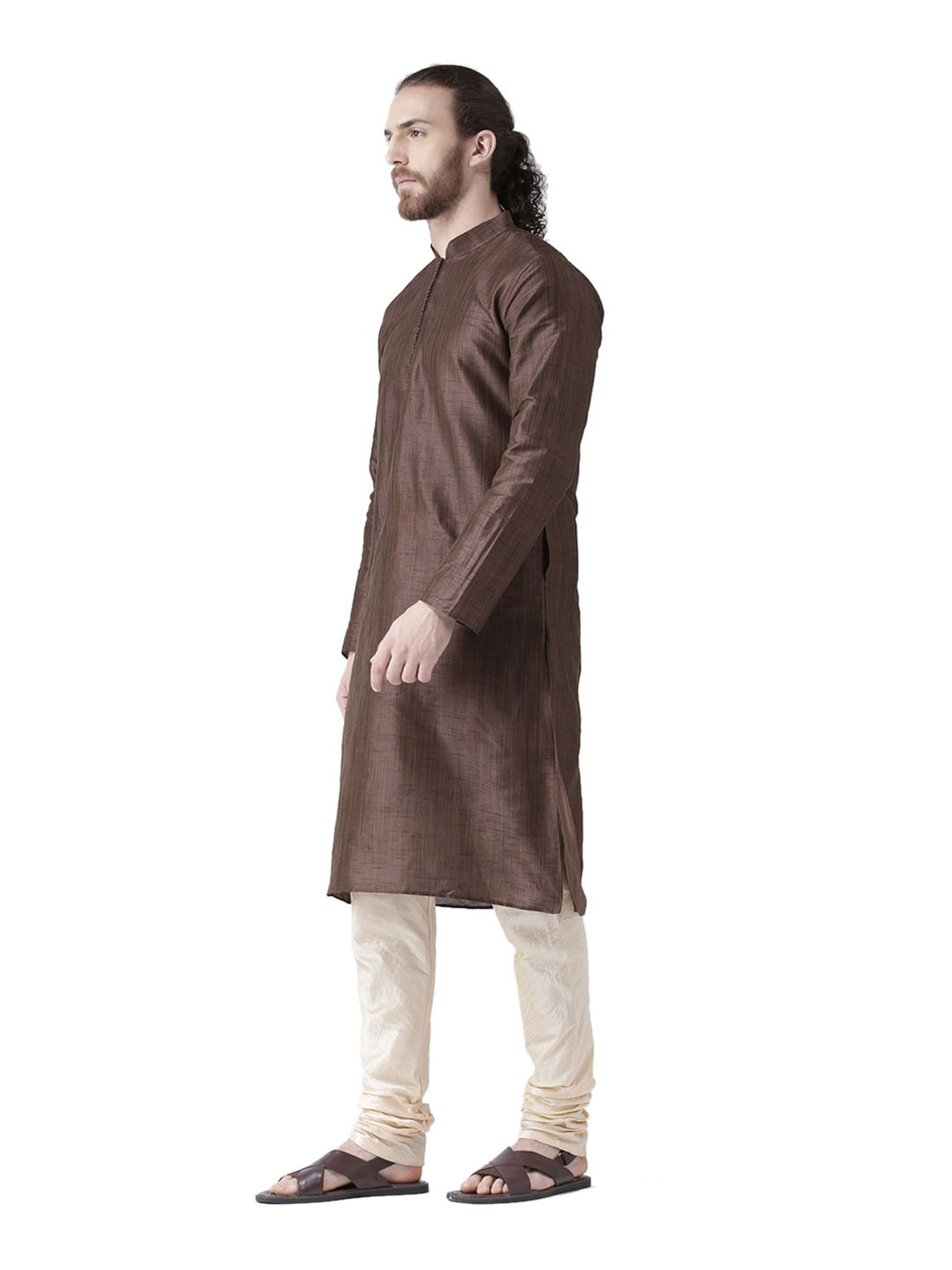 Deyann Brown & Cream Full Sleeves Kurta Set