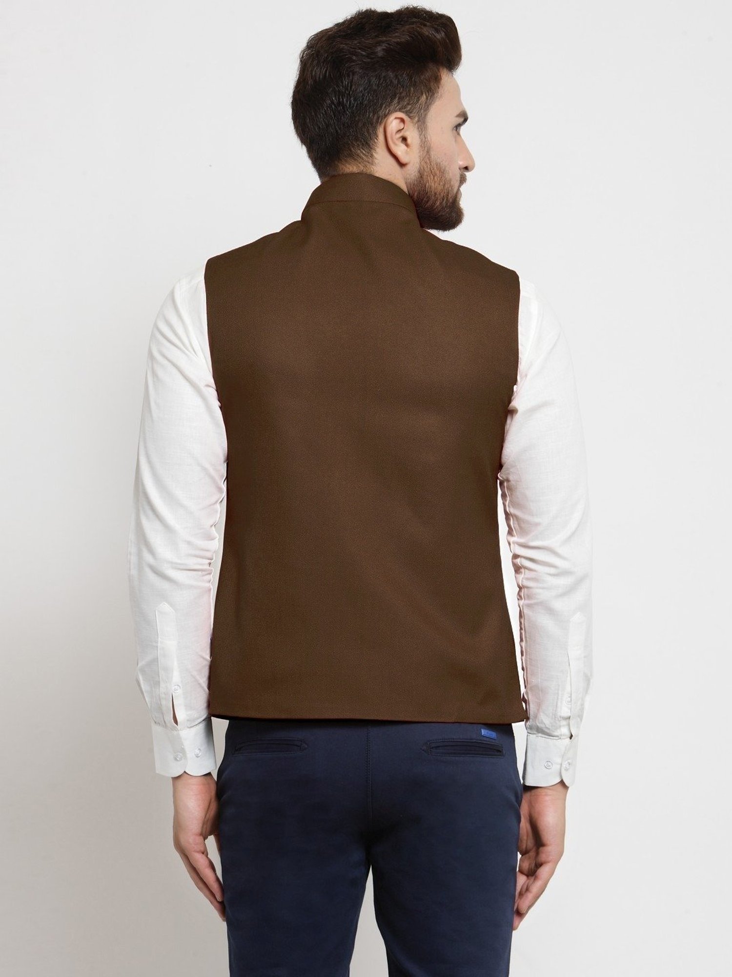 Treemoda Chocolate Brown Regular Fit Nehru Jacket