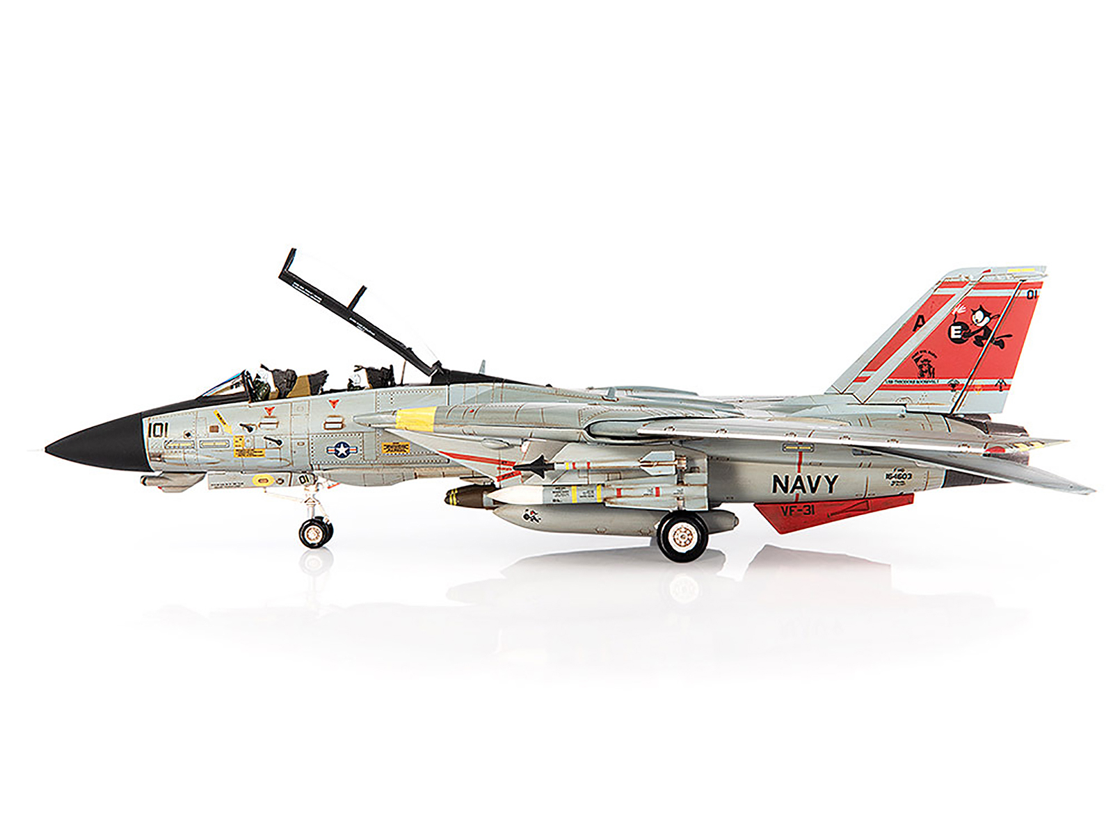 Grumman F-14B Tomcat Fighter Aircraft "VF-103 Jolly Rogers USS George Washington" (2000) United States Navy "Air Power Series" 1/72 Diecast Model by Hobby Master