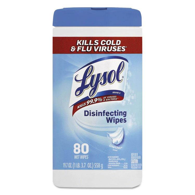 LYSOL Brand Disinfecting Wipes Crisp Linen Scent 7 x 8 80/Canister 6 Canister