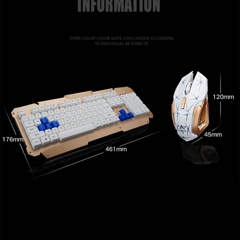 UrChoiceLtd&reg; 2017 HK1600 Gaming Keyboard & Mouse Combo Wireless Keyboards Multimedia Ergonomic Usb Smart Sleep Efficient Metal Waterproofing + 2.4GHz 6 Buttons Gaming Mouse + Mouse Pad Sets