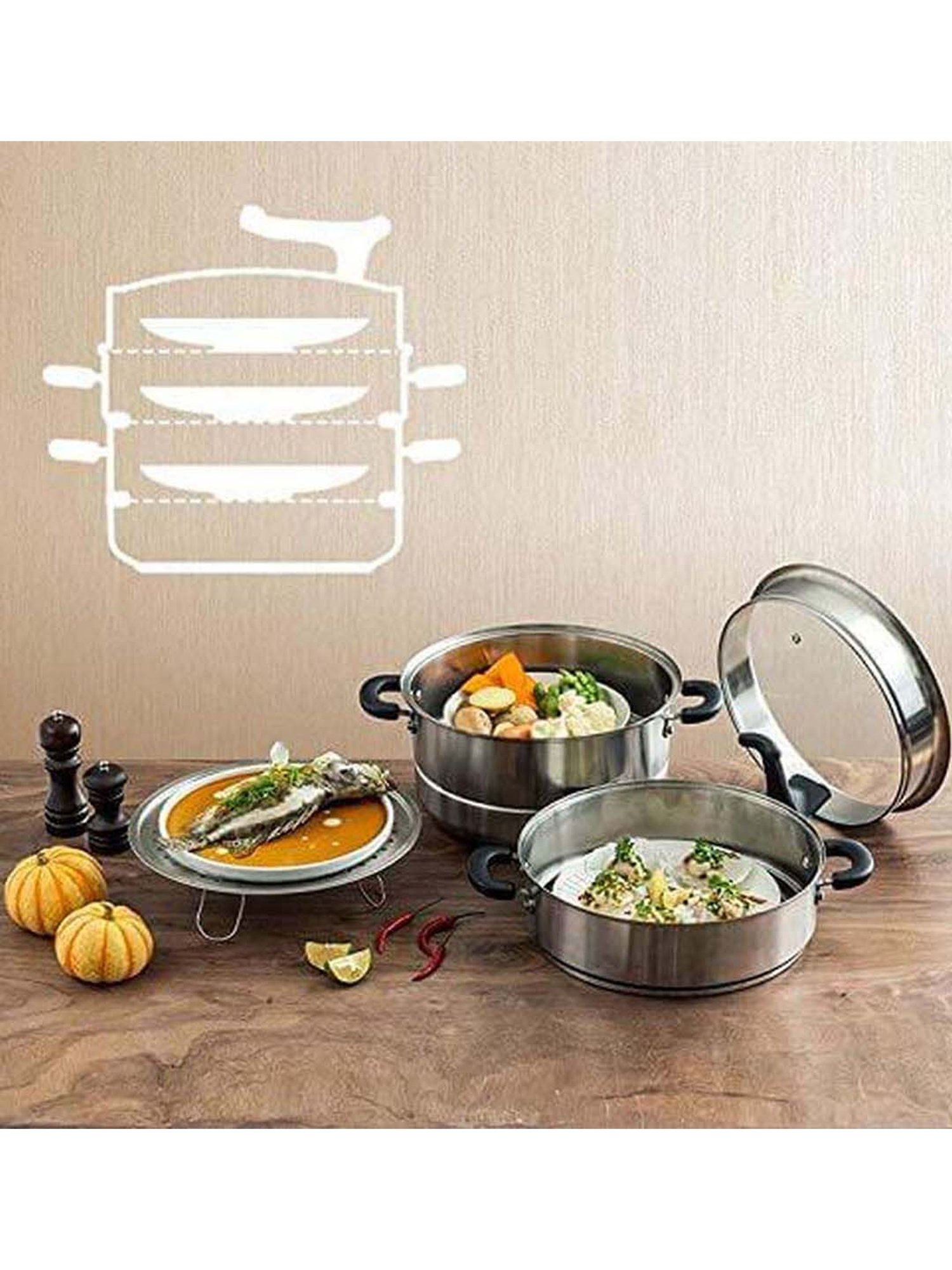 Butterfly Silver Stainless Steel Standard Idli Maker With Friendly Cooker