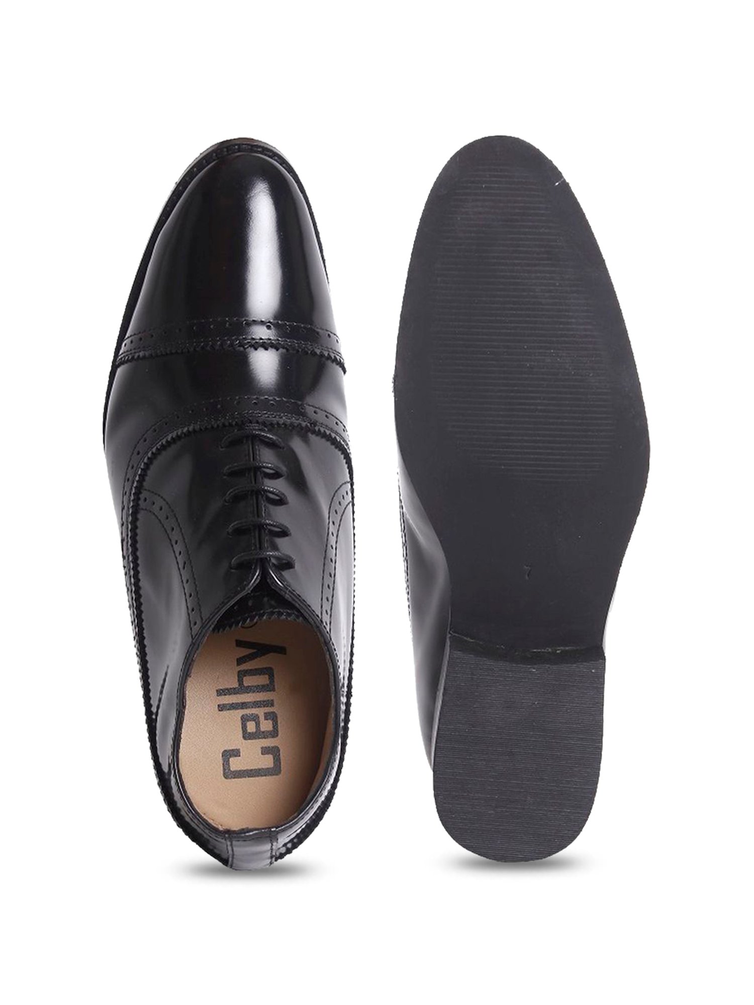Celby Men's Height Increasing Black Oxford Boots