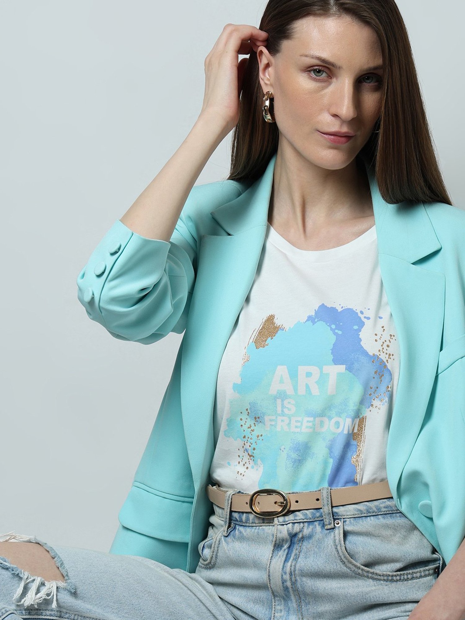 Vero Moda White Cotton Graphic Print T-Shirt