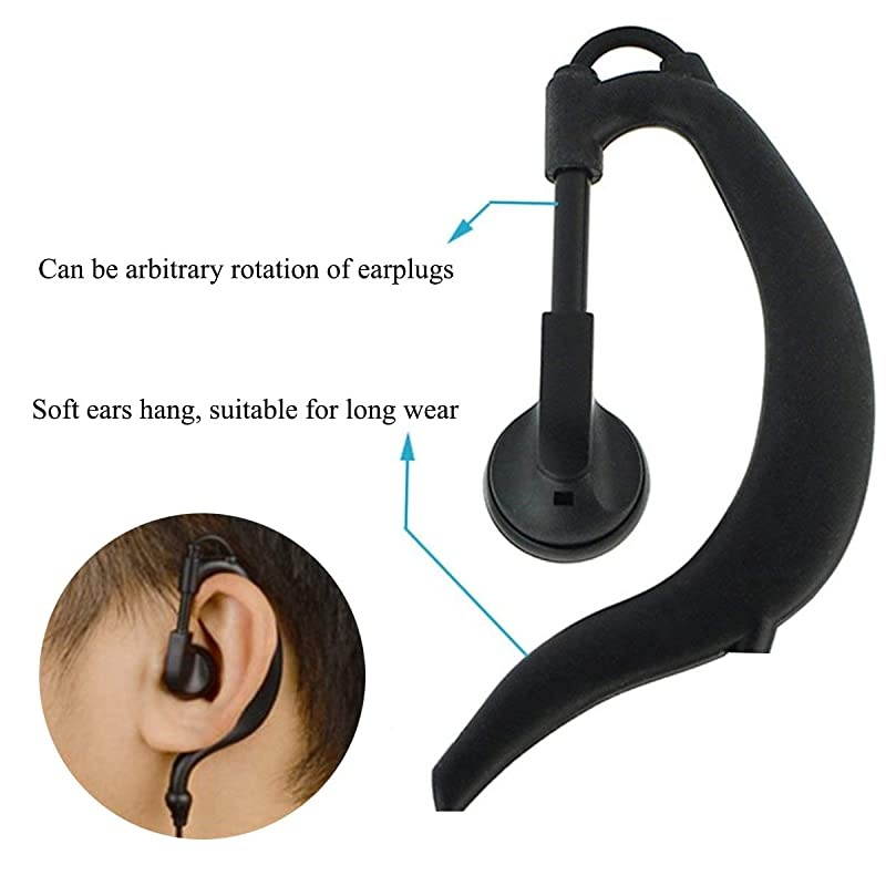 Walkie Talkie Earpiece Two-Way Radio Headset with PTT and MIC G Shape Adjustable for 2 PIN Kenwood UV-5R BF-F8HP BF-888S Arcshell AR-5 A101K01