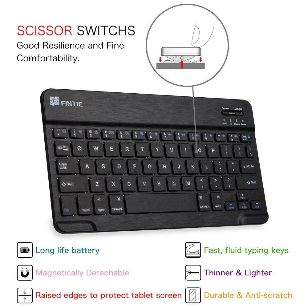 Fintie iPad 9.7 2018 / 2017 / iPad Air 2 / iPad Air Keyboard Case - Slim Shell Stand Cover w/ Magnetically Detachable Wireless Bluetooth Keyboard for iPad 6th / 5th Gen, iPad Air 1 / 2, Black