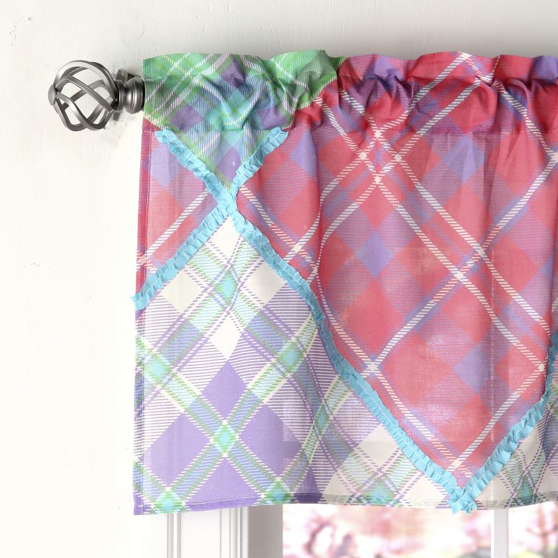 Lakeside Bright Ragged Patchwork Look Window Valance - Farmhouse Window Accent