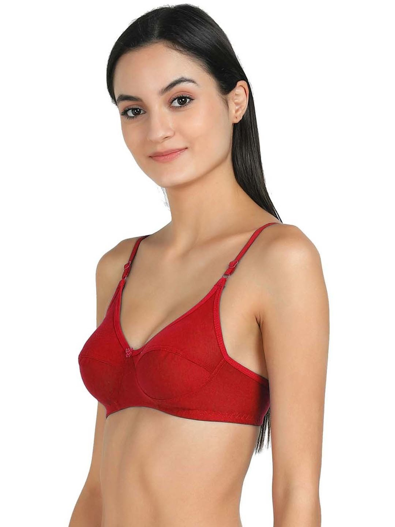 AROUSY Blue & Red Cotton Everyday Bras - Pack Of 5