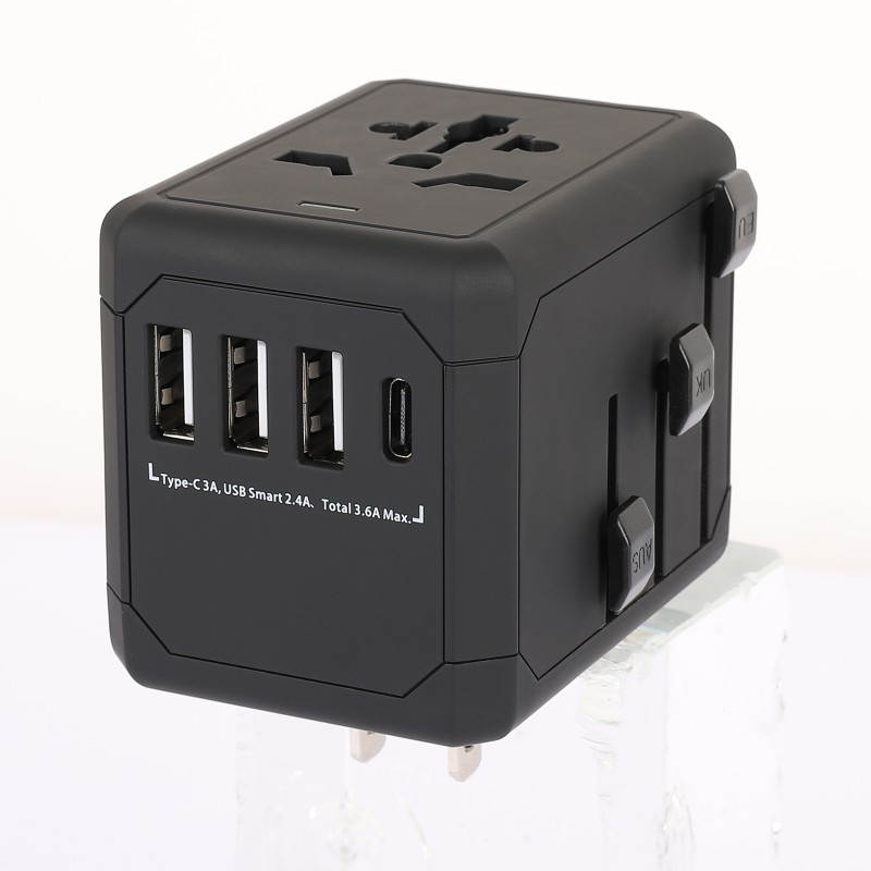 Universal Travel Adapter International Travel Adapter All In On World Power Adaptor Charger With 6.0A Smart Power & 3.6A USB Type-C For USA, EU, UK, AUS 150+ Countries