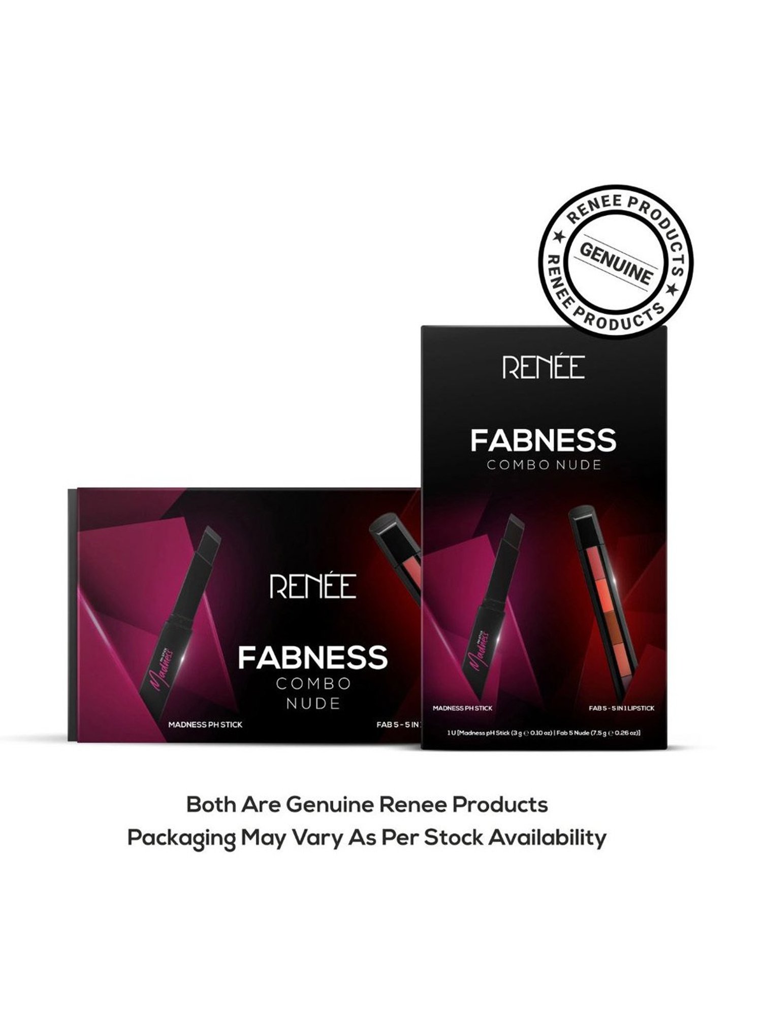 RENEE Fabness Combo Nude - Madness PH Stick & Fab 5 5-in-1 Lipstick