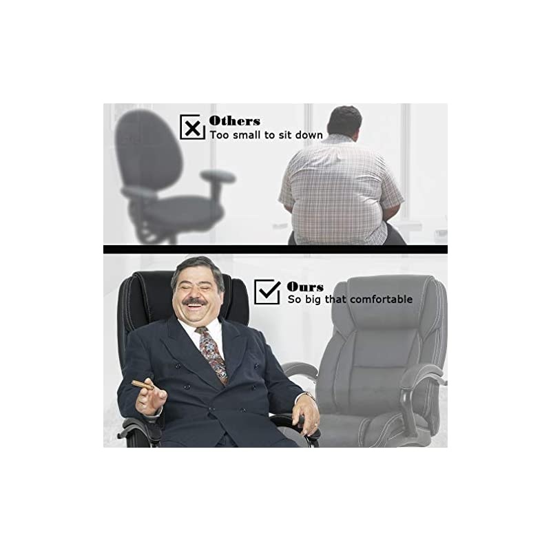 and Tall Office Chair 500lbs Cheap Desk Chair Ergonomic Computer Chair High Back PU Executive Chair with Lumbar Support Headrest Swivel Chair for Women Men Adults,Black