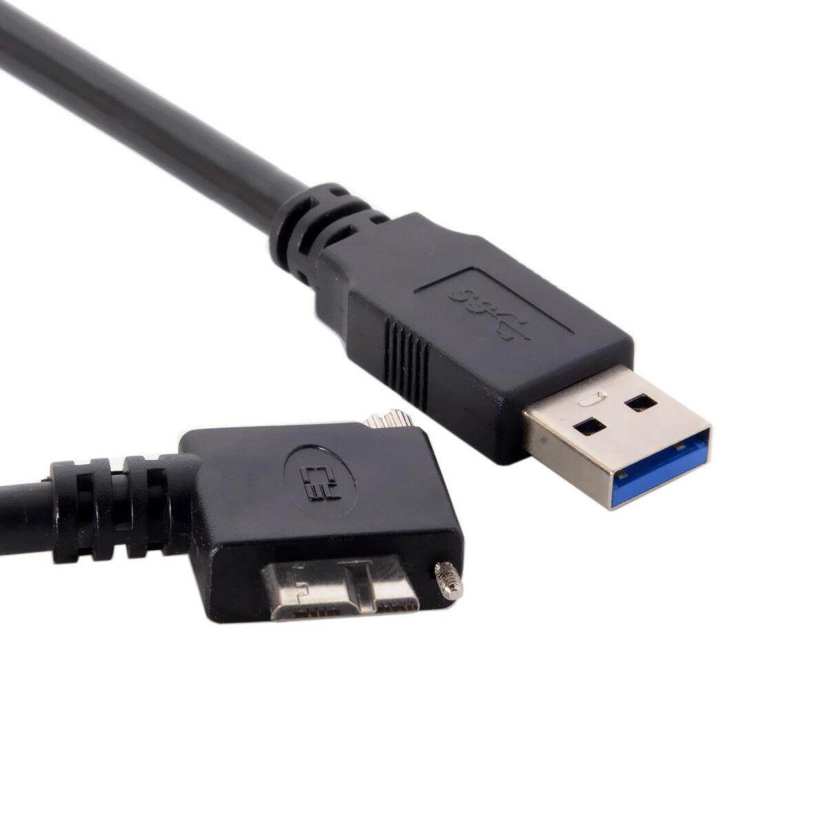 USB 3.0 Male to 90 Degree Left Angled Micro-B Micro USB 3.0 Type-B Male Data Cable with Screws Mount for Industrial Camera 3m
