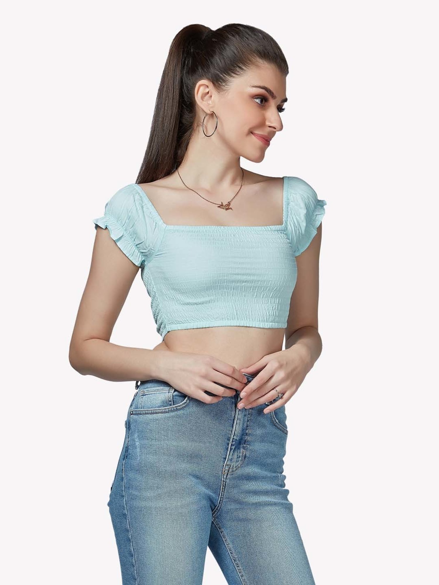 VASTRADO Blue Crop Top