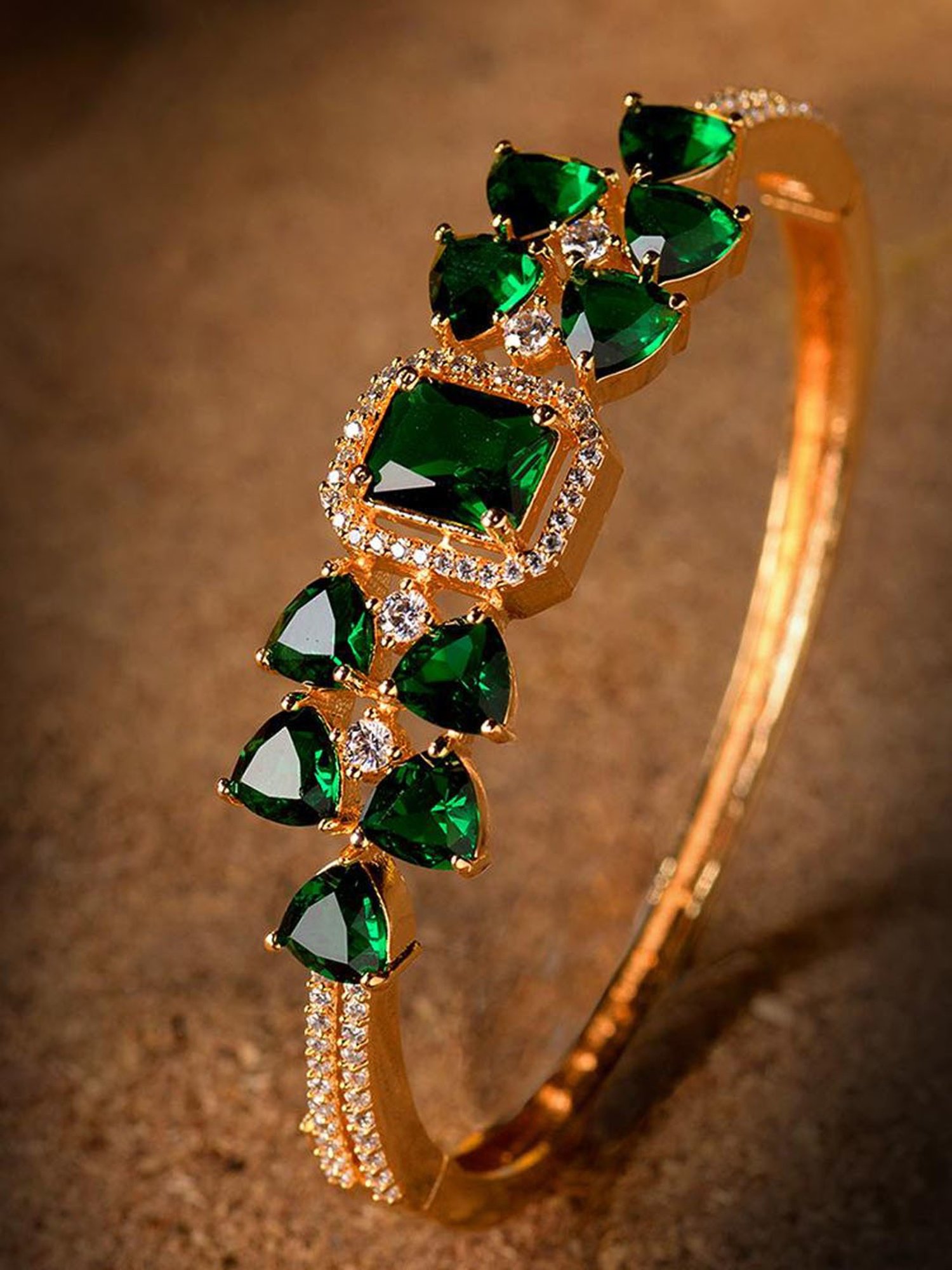 Saraf Jewellery Gold plated with Green American Diamond handcrafted Bracelet for Women & Girls