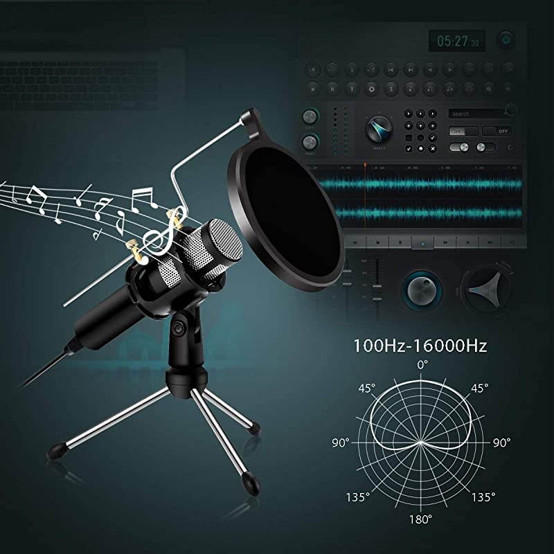 USB Microphone  Computer Microphone, Gaming Microphone for PC, Plug and Play Home Studio Microphone, Condenser Microphone for YouTube,Facebook,Skype,Google Search,Podcasting, Games