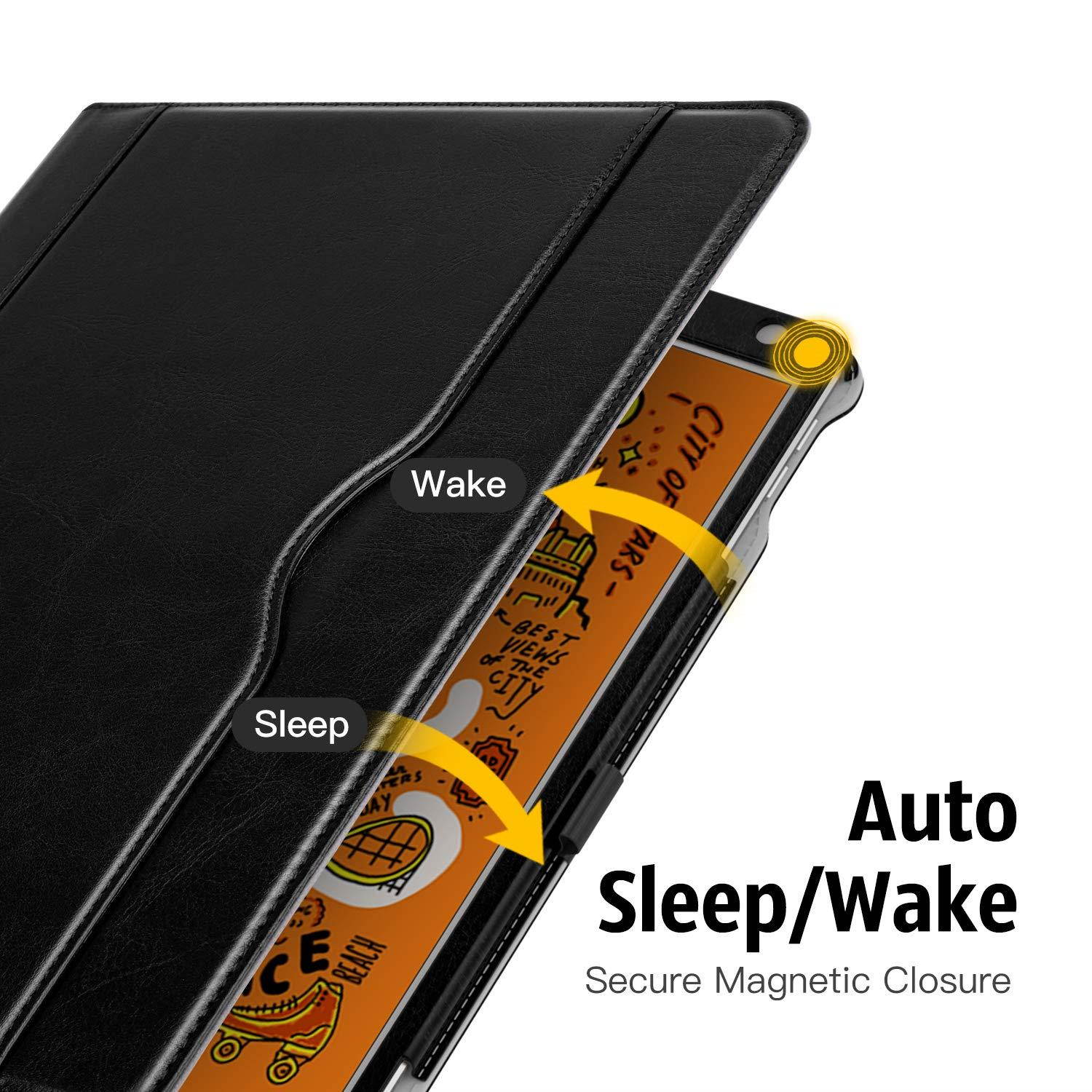 MoKo Case Fit New iPad Mini 5th Generation 7.9" 2019/iPad Mini 4 2015 - Slim Folding Stand Folio Cover Case with Auto Wake/Sleep and Document Card Slots, Multiple Viewing Angles - Black