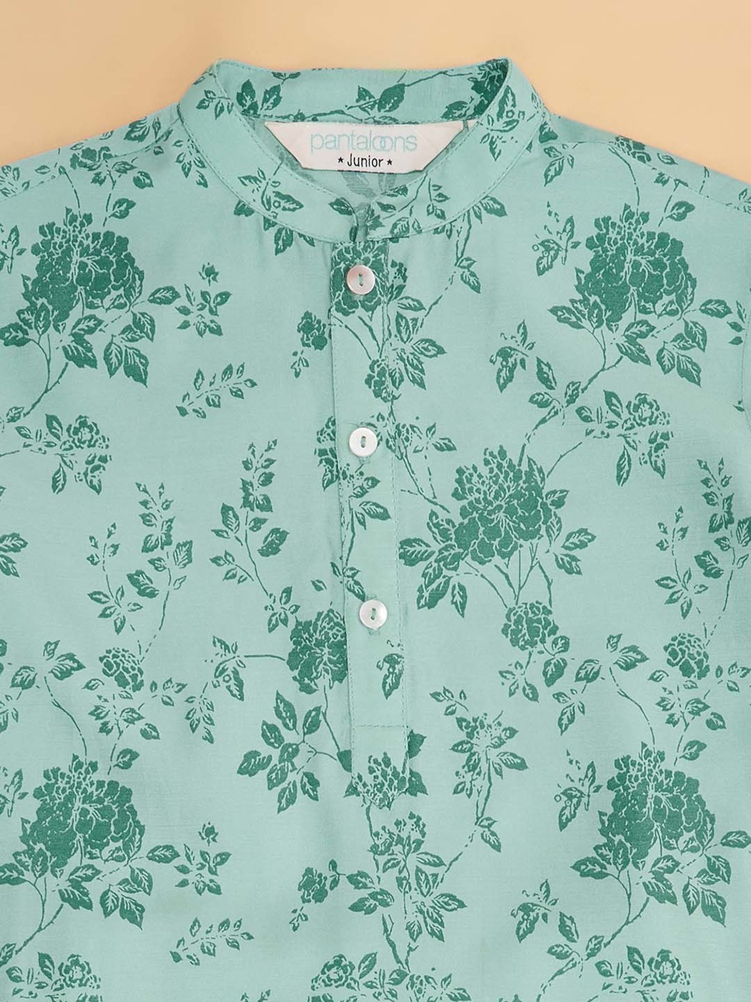 Indus Route by Pantaloons Kids Blue & White Printed Full Sleeves Kurta Set