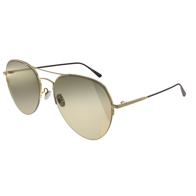 Bottega Veneta Fashion DNA BV 0247S 007 Unisex Aviator Sunglasses Gold 58mm