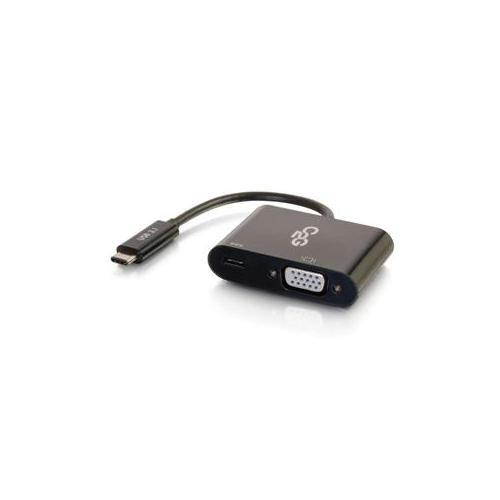 C2G 29533 USB-C To VGA Video Adapter Converter With Power Delivery - Black