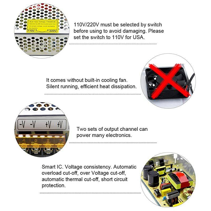 5V Power Supply 30A 150W ACDC Converter Adapter 110V 220V AC to DC 5 Volt 30 Amp Transformer LED Driver for WS2812B WS2811 WS2801 WS2813 SK6812 LED Pixel Strip Light Router CCTV Camera