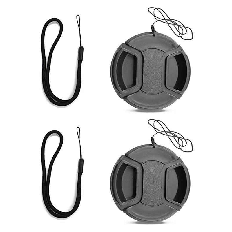 Lens Cap Snap-On Center Pinch Front Lens Cover with Strap Compatible for Canon Nikon Sony Fujifilm Olympus (37mm)
