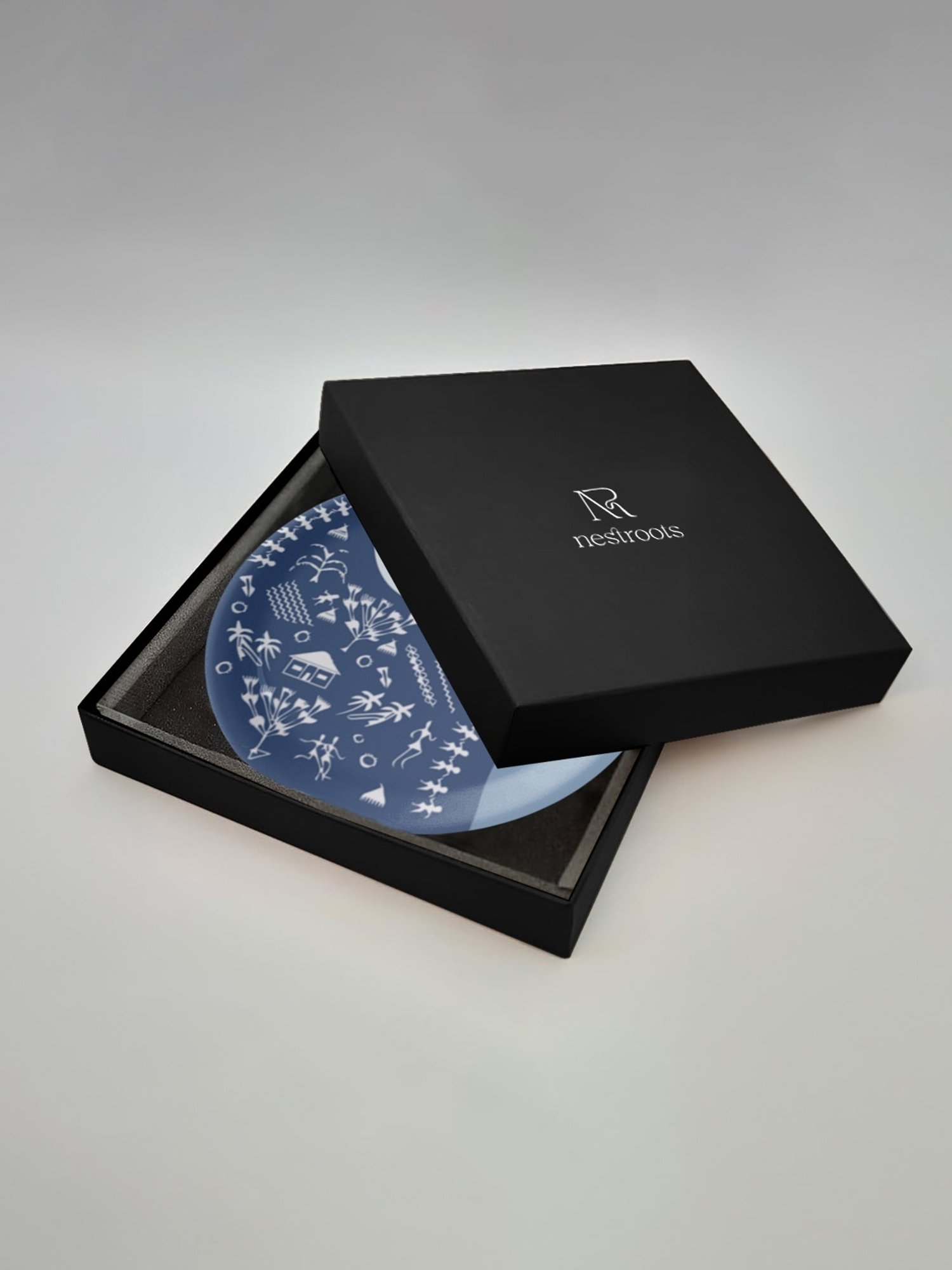 Nestroots Modern Warli Floral Multicolor Porcelain Wall Plate