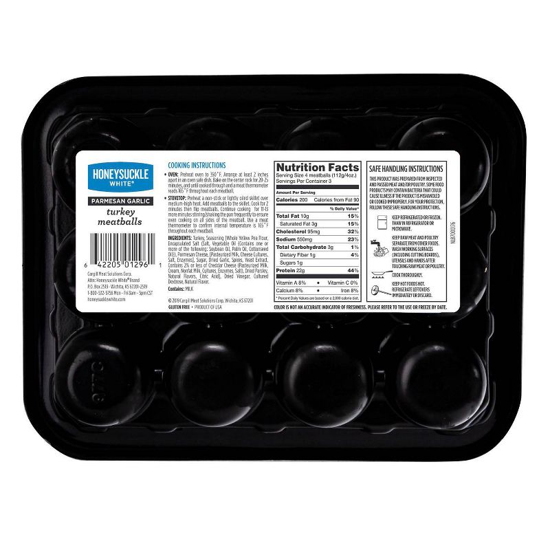 Honeysuckle White Parmesan Garlic Turkey Meatballs - 12oz/12ct