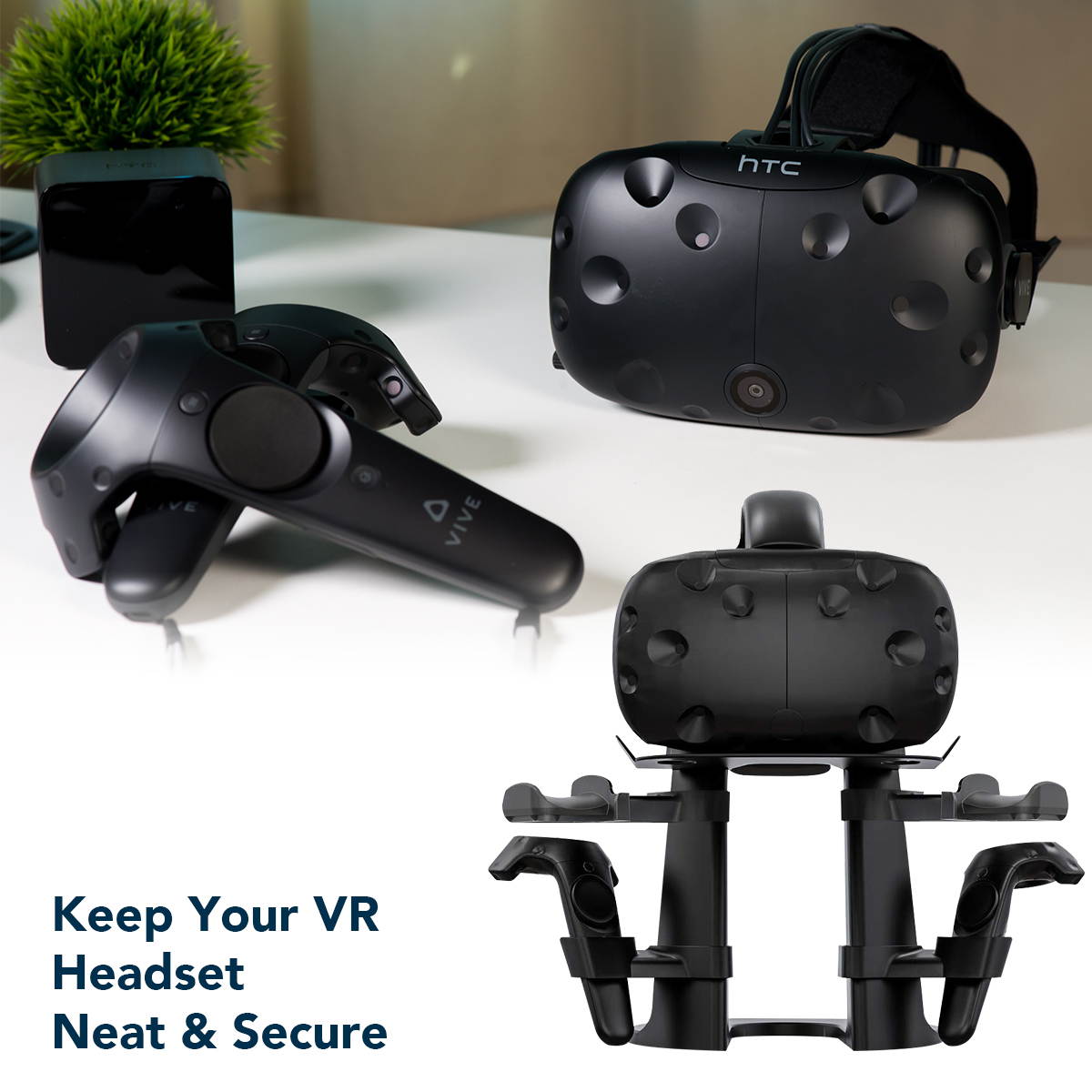 KIWI design VR Stand Headset Display And Controller Holder Mount Station For Oculus Quest2/Rift S/GO/HTC Vive /Valve Index