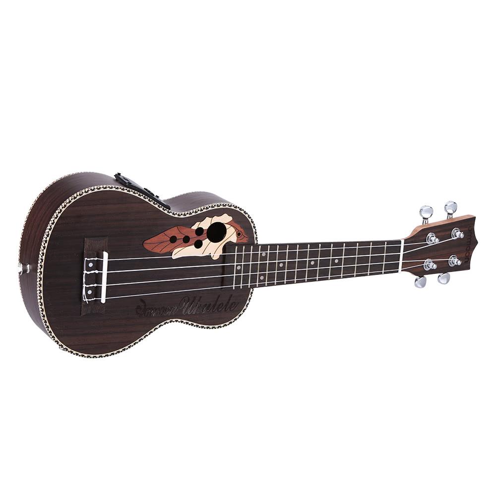ammoon Spruce 21" Acoustic Ukulele 15 Fret 4 Strings Stringed Musical Instrument with Built-in EQ Pickup