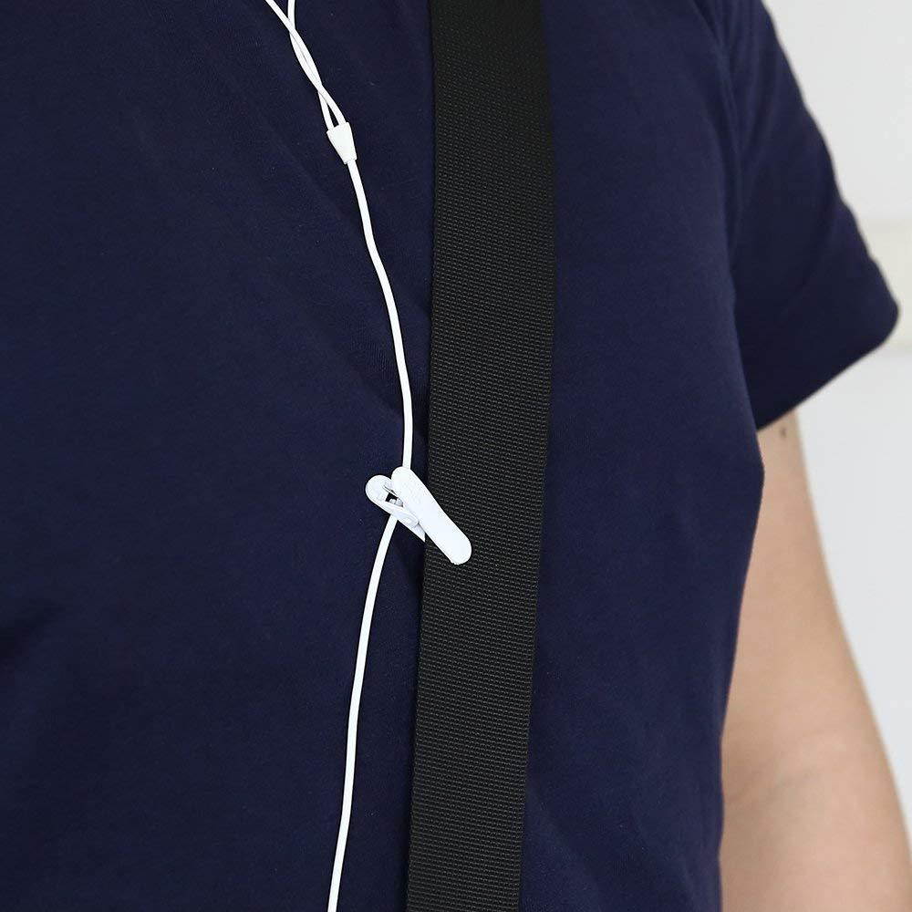 Earphone Wire Clips, iMangoo [10 Pack] Headphone Cable Clip Headset Cable Clips Holder Clothing Clip Fixing Headphone Wire in Place While Fitting Running Hiking Doing Exercise White & Black