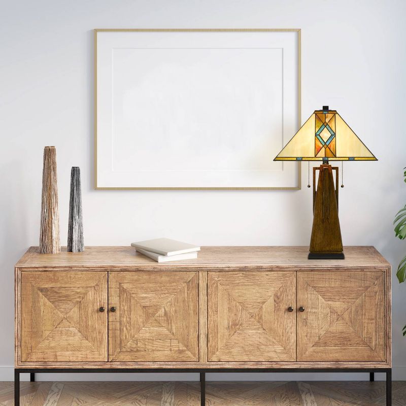 25" Resin Contemporary Mission Table Lamp with Tiffany Glass Shade - Cal Lighting