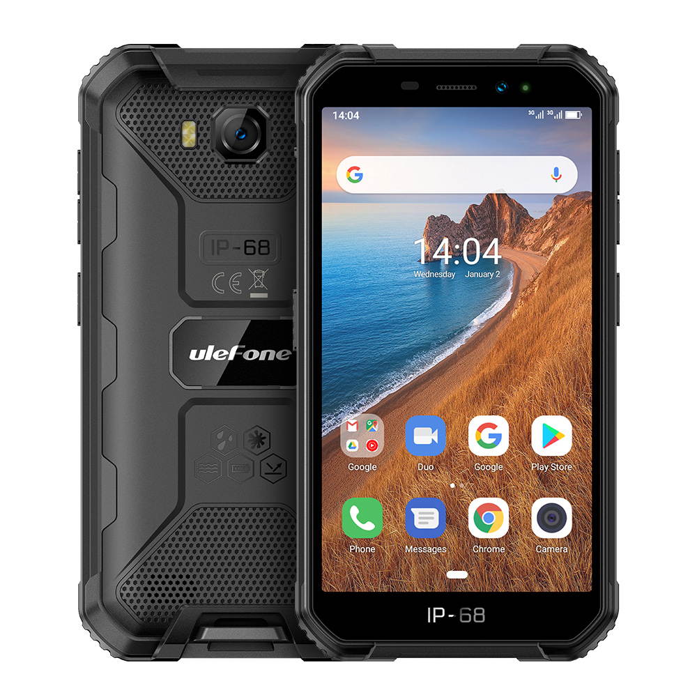 Ulefone Armor X6 Rugged Smartphone Unlocked, IP68 Waterproof Cell Phone, 5.0 inch, Android 9.0 2GB+16GB, 4000mAh Battery, Global 3G Dual SIM, LED Light, Face ID Compass+GPS Shockproof