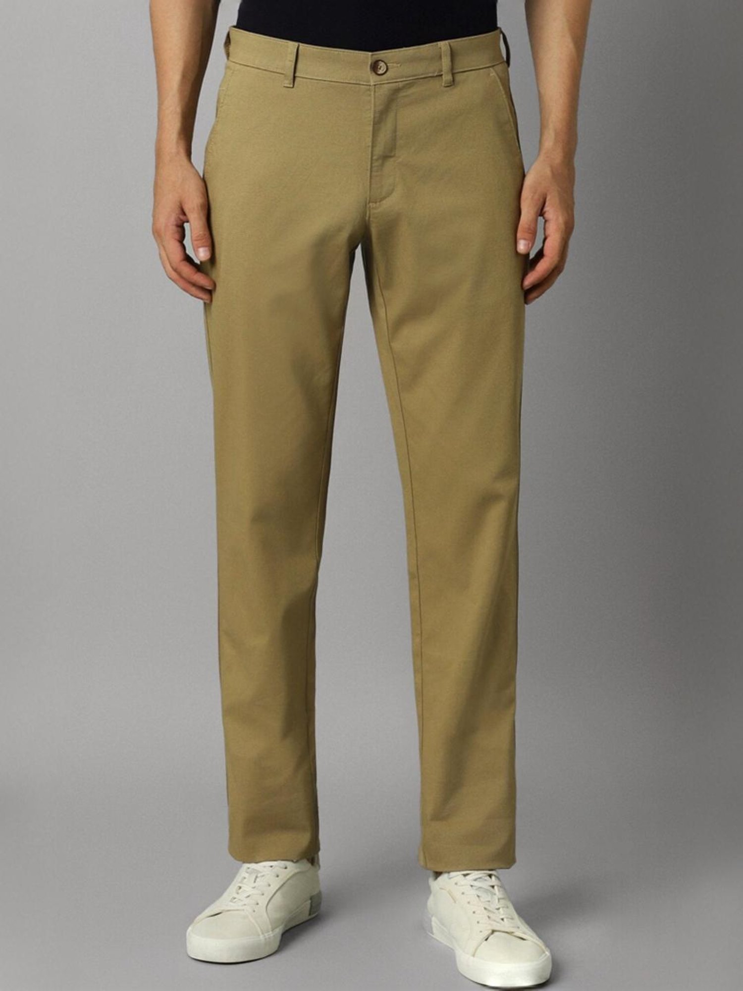 Louis Philippe Khaki Slim Fit Texture Trousers
