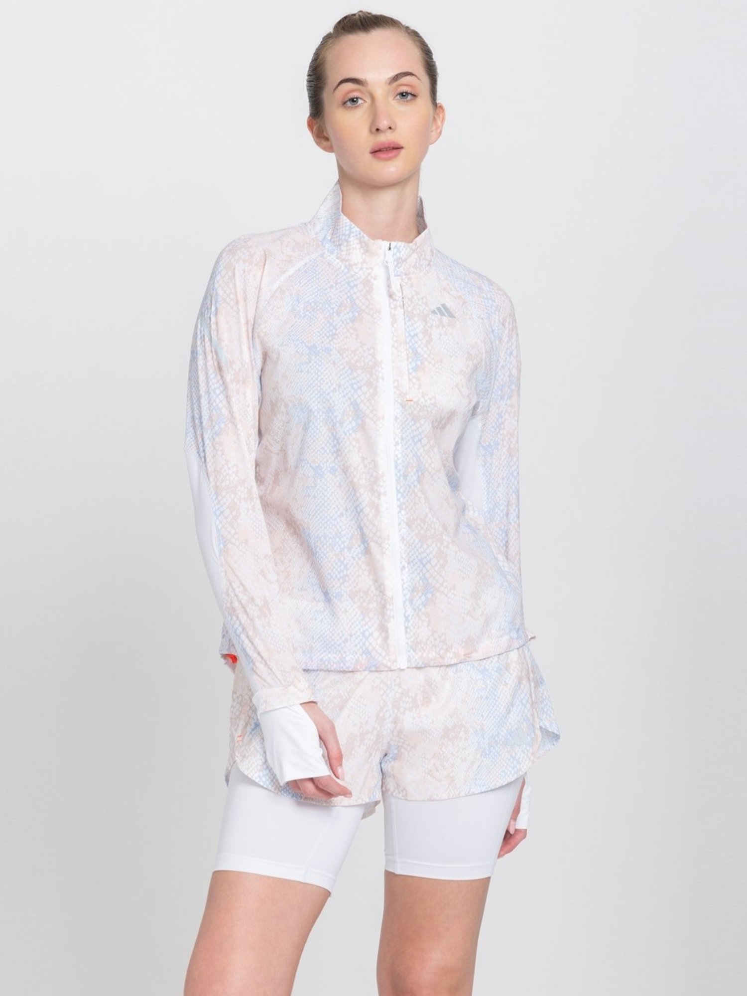 adidas White Print Running Jacket