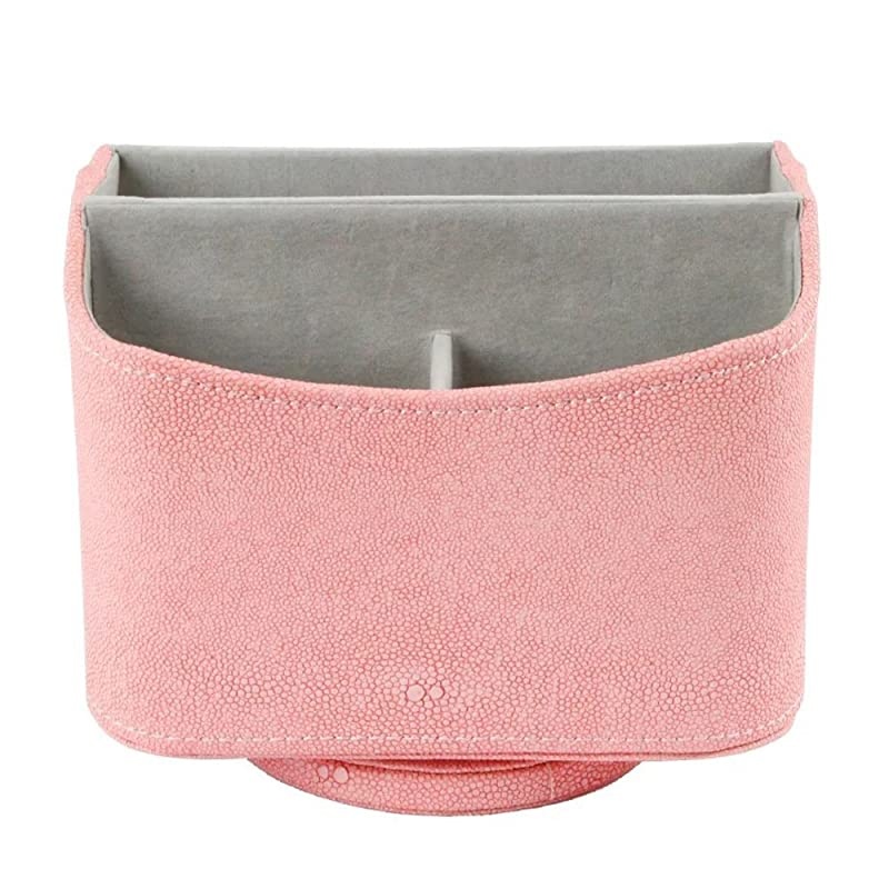 Colorful PU Leather 360 Degrees Rotatable Remote Control/Controller Organizer, Spinning TV Guide/Mail/Media Desktop Organizer Caddy Holder (Pink)