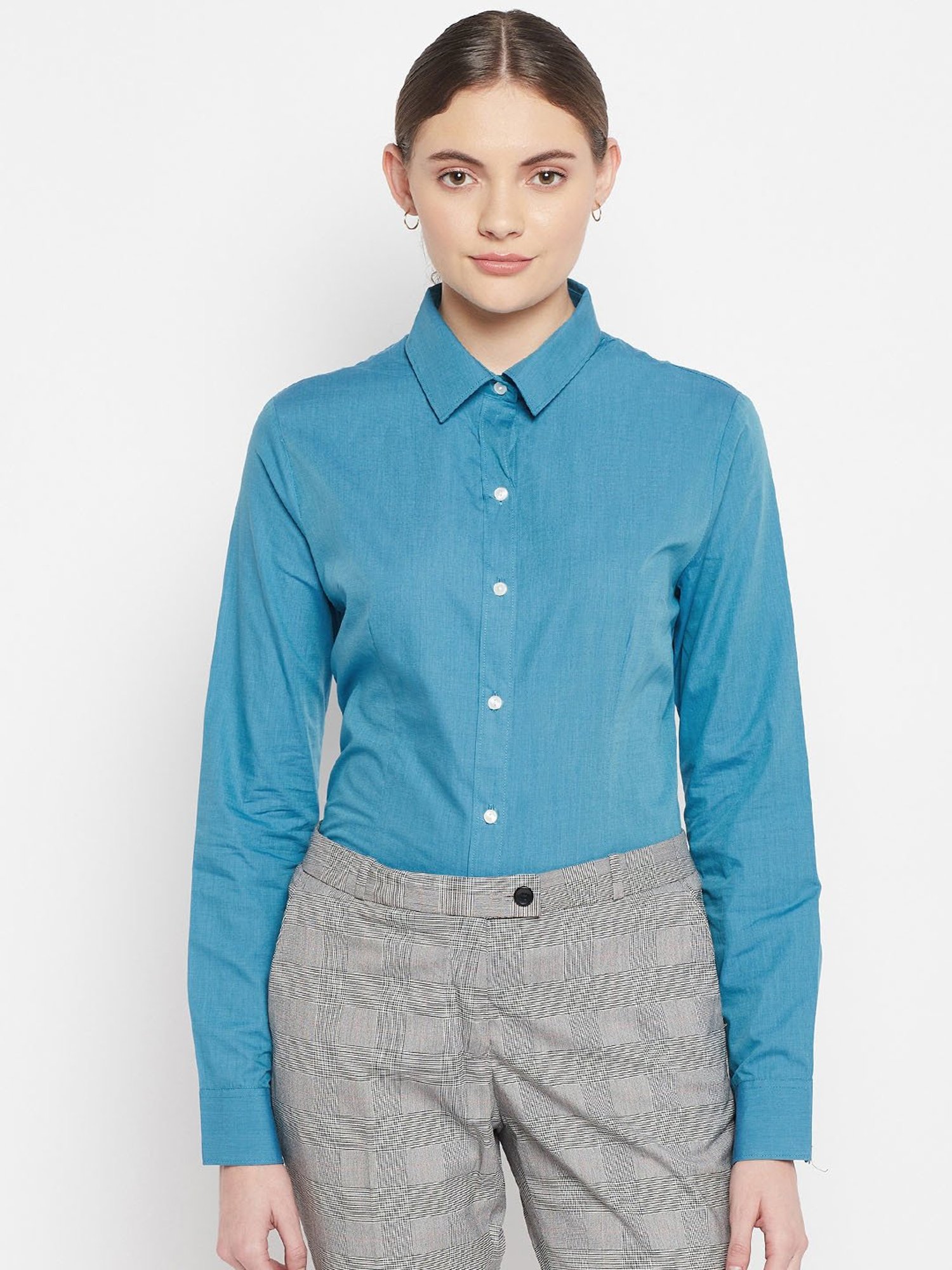 Crozo By Cantabil Dark Blue Cotton Shirt